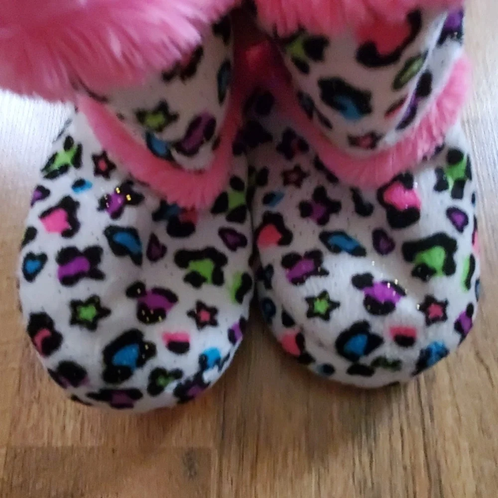 Rainbow‎ cheetah boot slippers